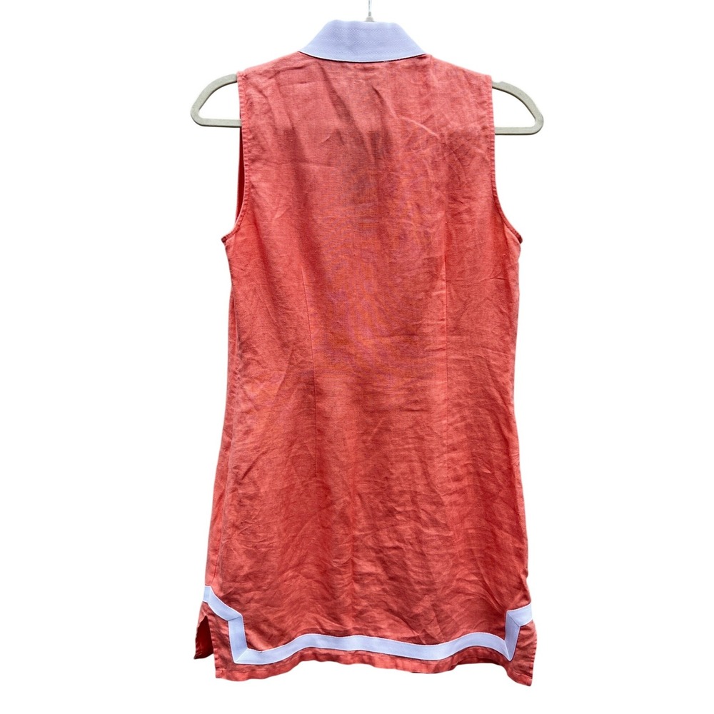 Sail to Sable Coral Pink Linen Sleeveless Tunic Shift Sun Dress Cover Cruise S - Picture 3 of 10